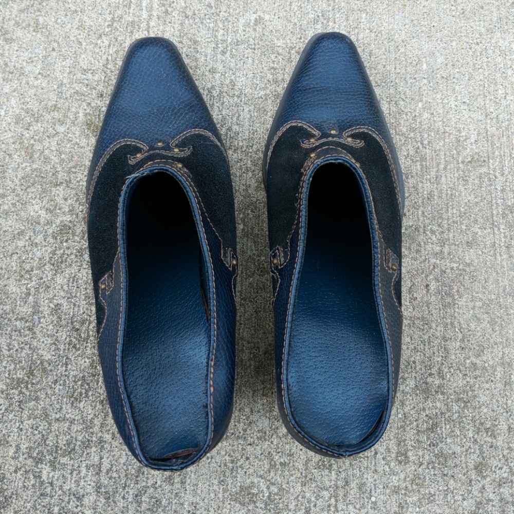 Cowboy Boot Slides Slip-On Heeled Clogs Navy 7 - image 4